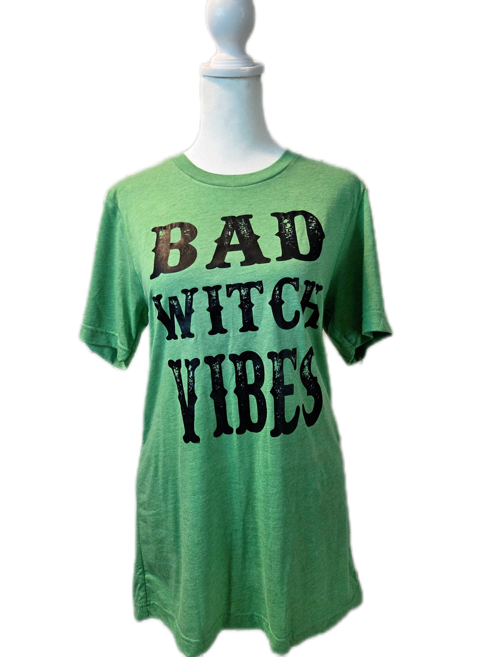 Bella Canvas Green Short Sleeve Tee "Bad Witch Vibes" Small